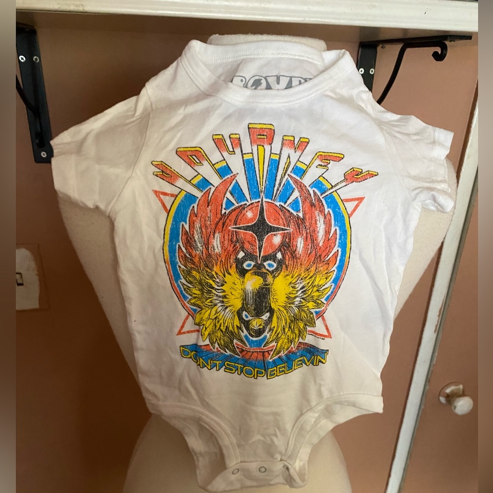 Rowdy Sprout Journey Dont Stop Believing Onesie White 6-12 months